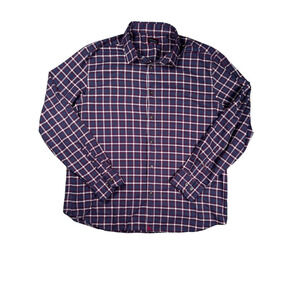 Untuckit Taurino Button Up Mens Size XXL Regular Fit Long Sleeve Red Blue Plaid